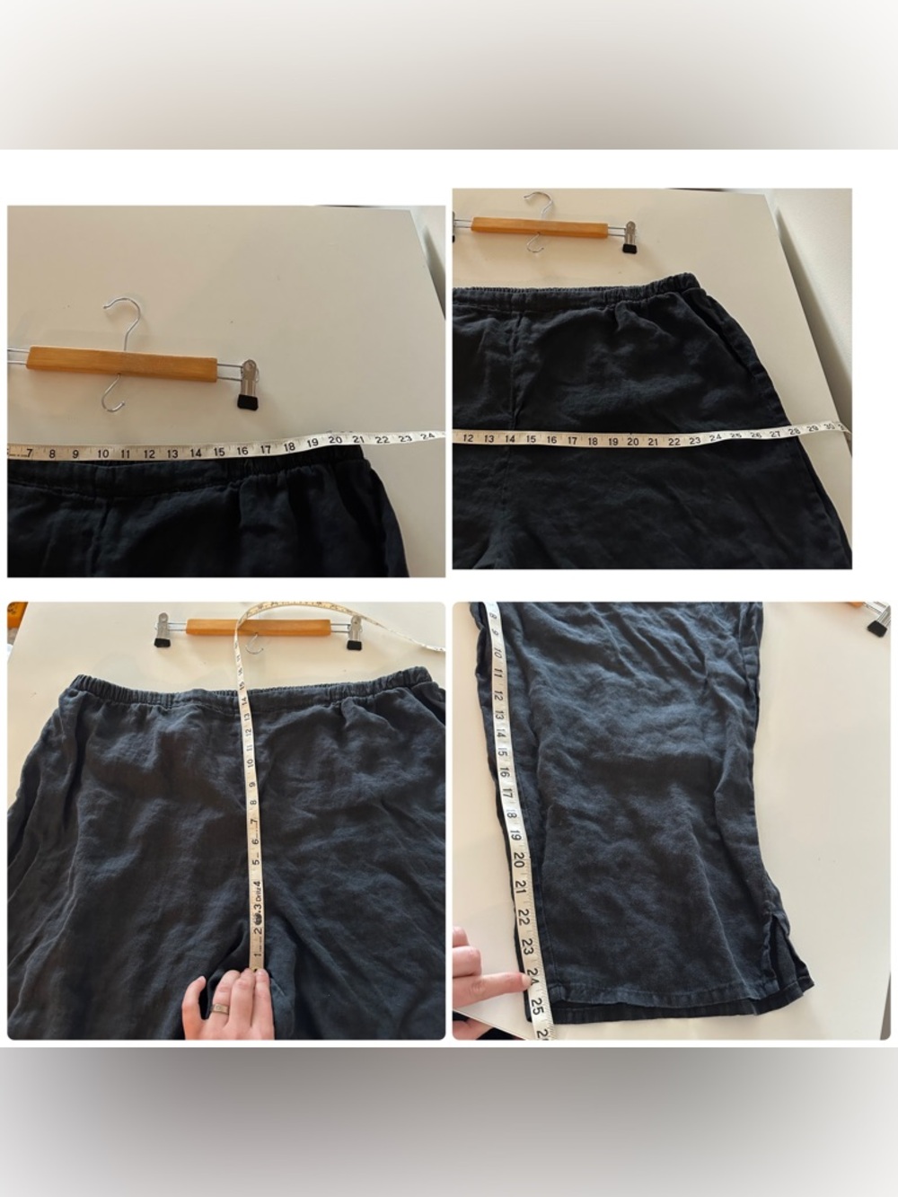 Flax Lagenlook Black Linen Basic Crop Pants Boho Cottagecore 2XL/3XL - Picture 6 of 6